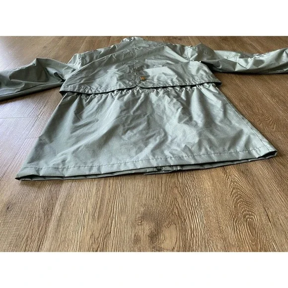 Vtg Fleet Street Metallic Teal Oversize Trench Raincoat Jacket Women's Medium - Picture 4 of 11
